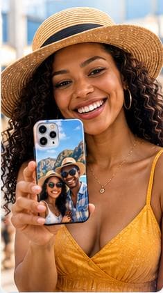 Enjoying a finished personalized phone case