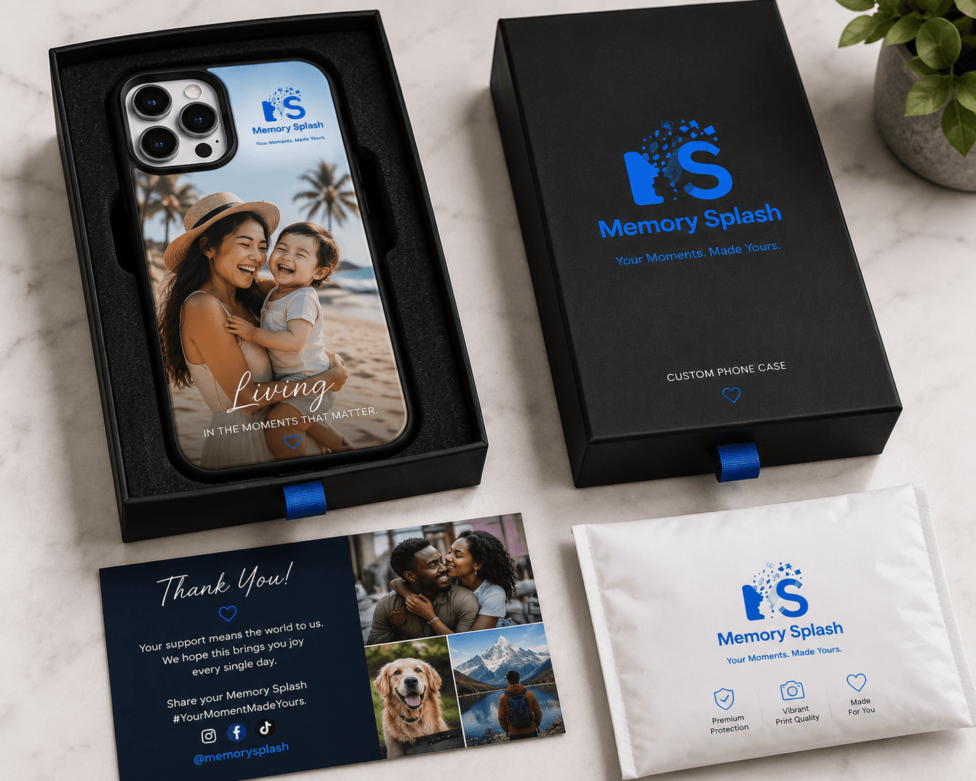 Complete Memory Splash premium packaging and personalized gift presentation